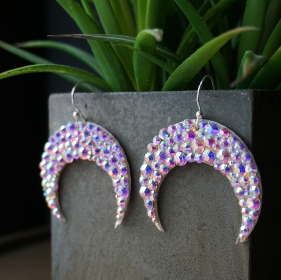Moon Crystal Earrings - Picture 2 of 3